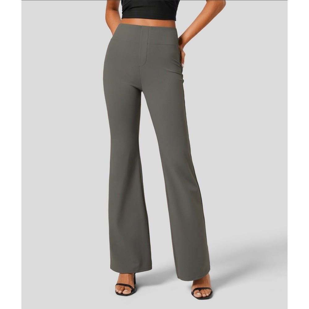 Halara Dark Gray Flex High Waisted Slight Flare Work Pants Size Medium Tall